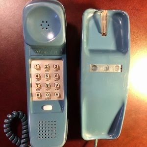 TrimLine push button dial corded phone vintage 1983 Mediterranean blue